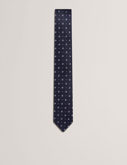 Ted Baker STEEPLE - Circle Geometric Print Silk Tie NAVY