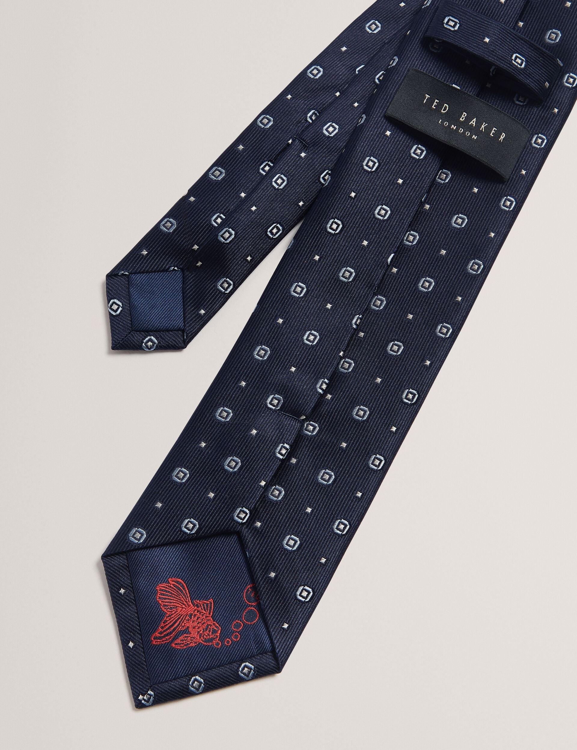 Ted Baker STEEPLE - Circle Geometric Print Silk Tie NAVY