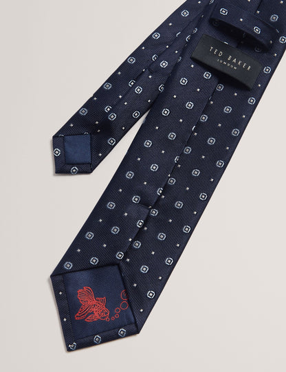 Ted Baker STEEPLE - Circle Geometric Print Silk Tie NAVY