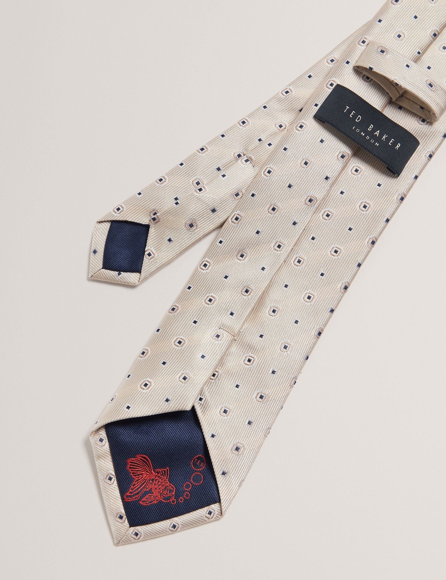 Ted Baker STEEPLE - Circle Geometric Print Silk Tie STONE
