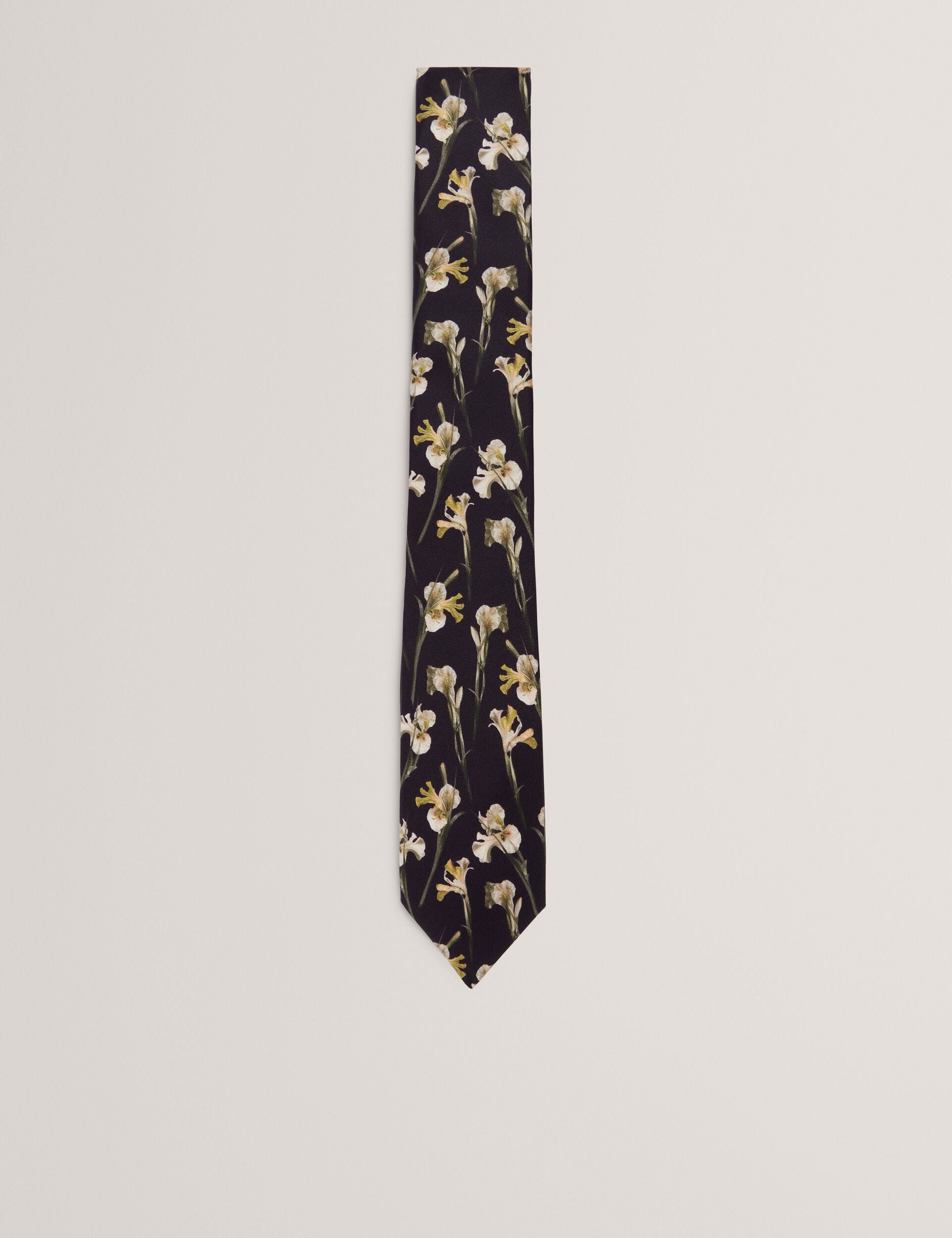 Ted Baker FRINTON - Orchid Floral Print Silk Tie BLACK