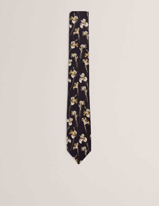 Ted Baker FRINTON - Orchid Floral Print Silk Tie BLACK