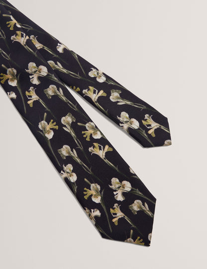 Ted Baker FRINTON - Orchid Floral Print Silk Tie BLACK