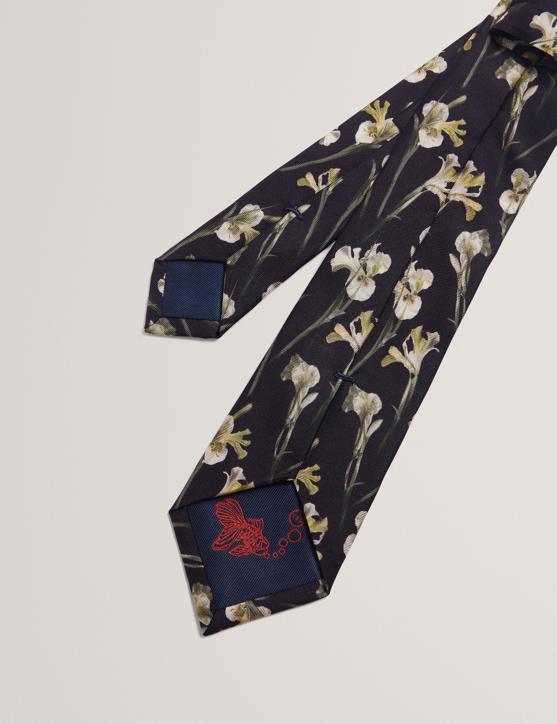 Ted Baker FRINTON - Orchid Floral Print Silk Tie BLACK