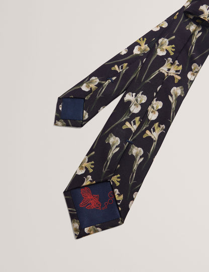 Ted Baker FRINTON - Orchid Floral Print Silk Tie BLACK