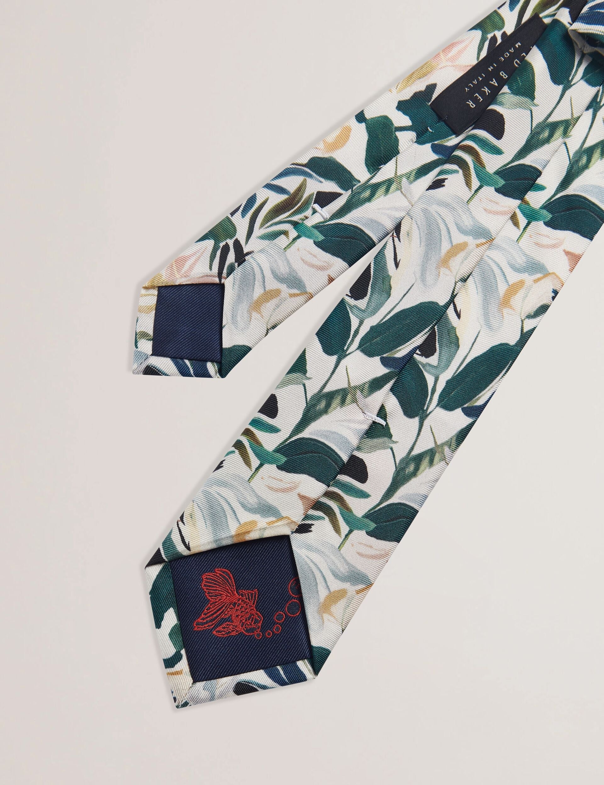 Ted Baker BOYTONN - Painted Floral Print Silk Tie ECRU