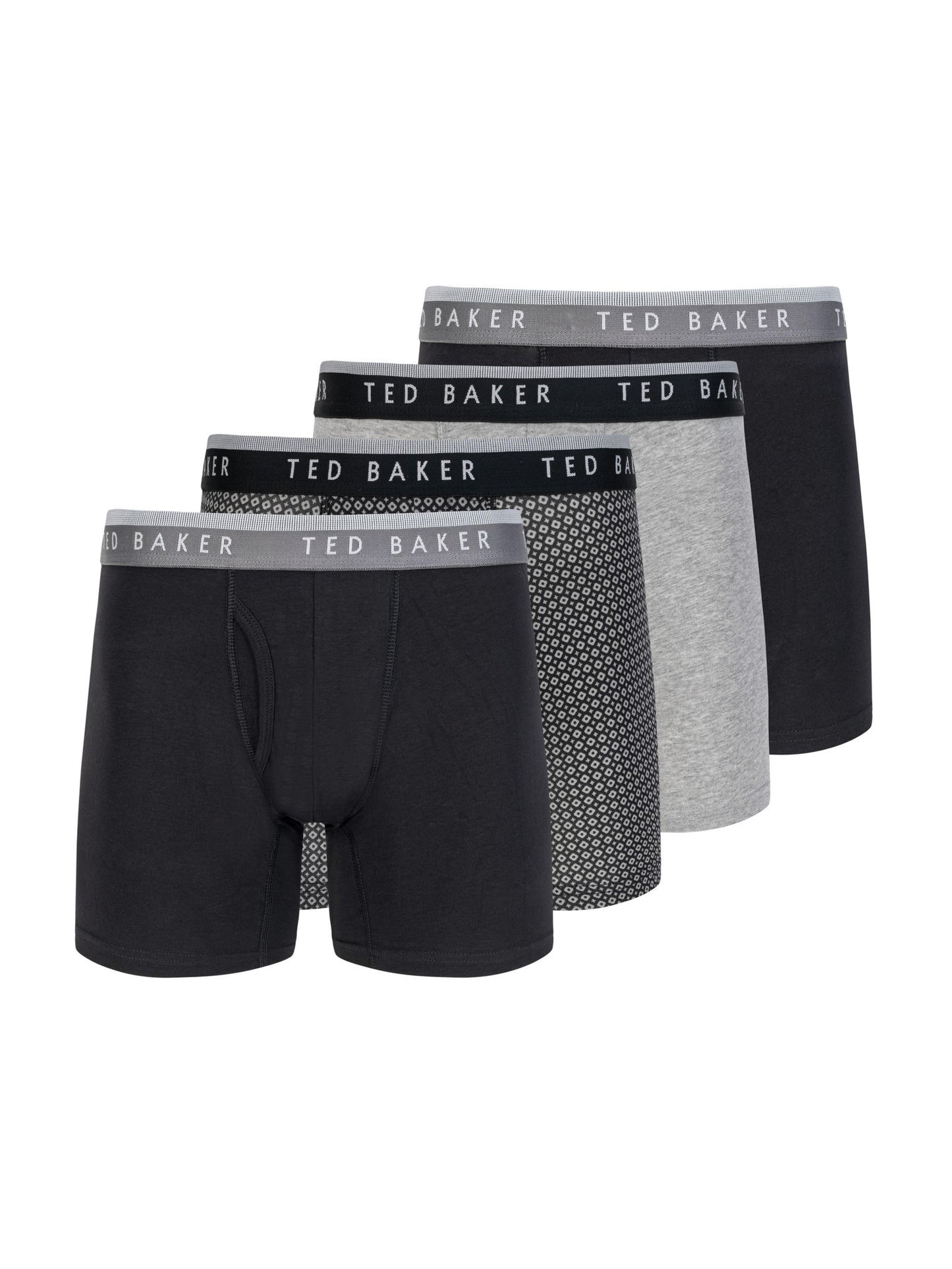 Ted Baker 4 Pack Cotton Stretch Boxer Briefs BLACK GREY