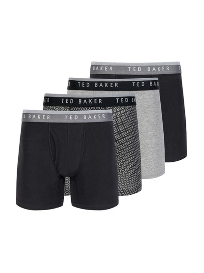 Ted Baker 4 Pack Cotton Stretch Boxer Briefs BLACK GREY