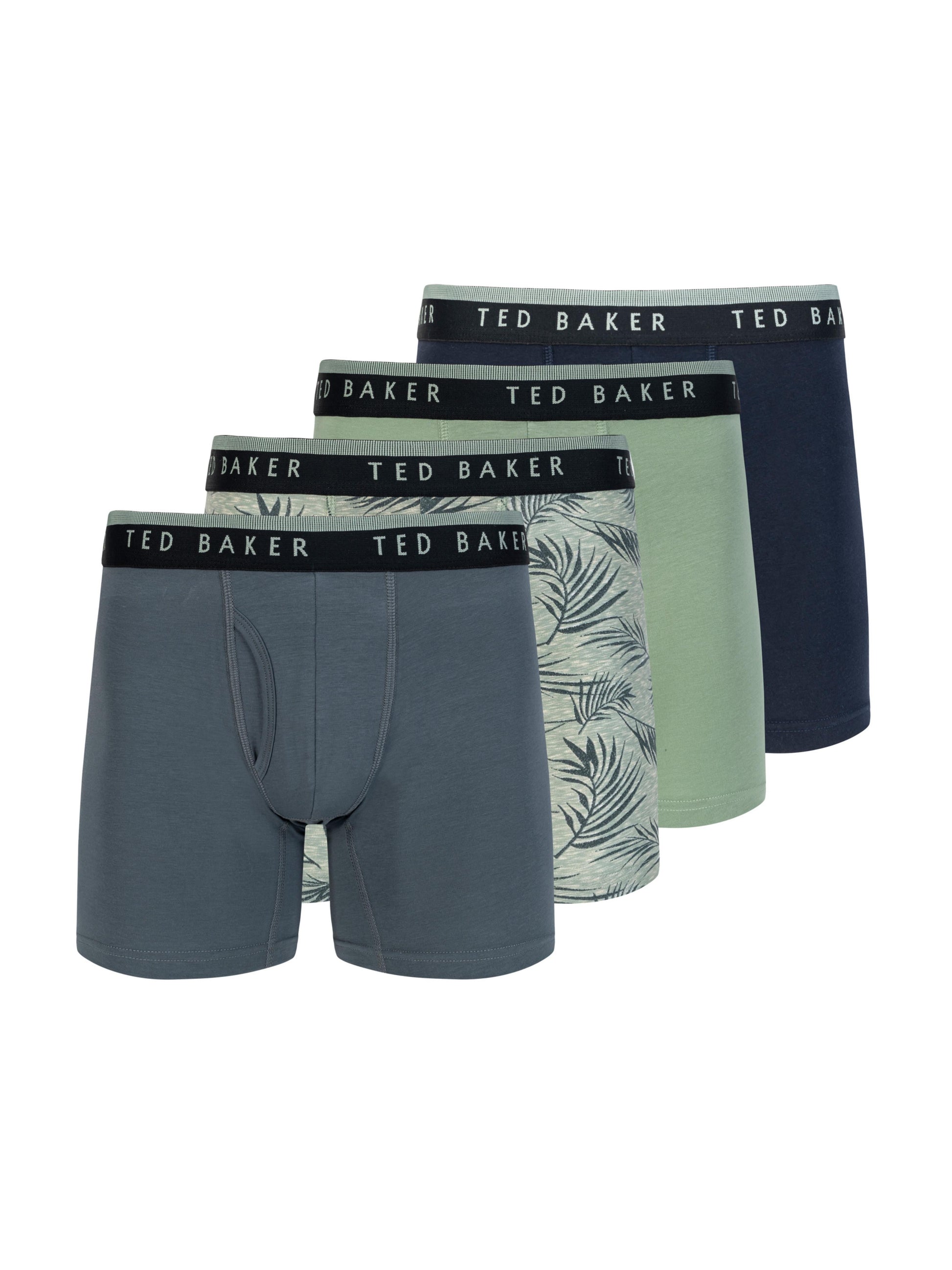 Ted Baker 4 Pack Cotton Stretch Boxer Briefs GREEN
