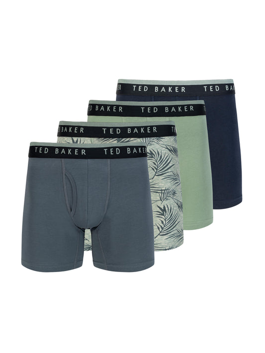 Ted Baker 4 Pack Cotton Stretch Boxer Briefs GREEN