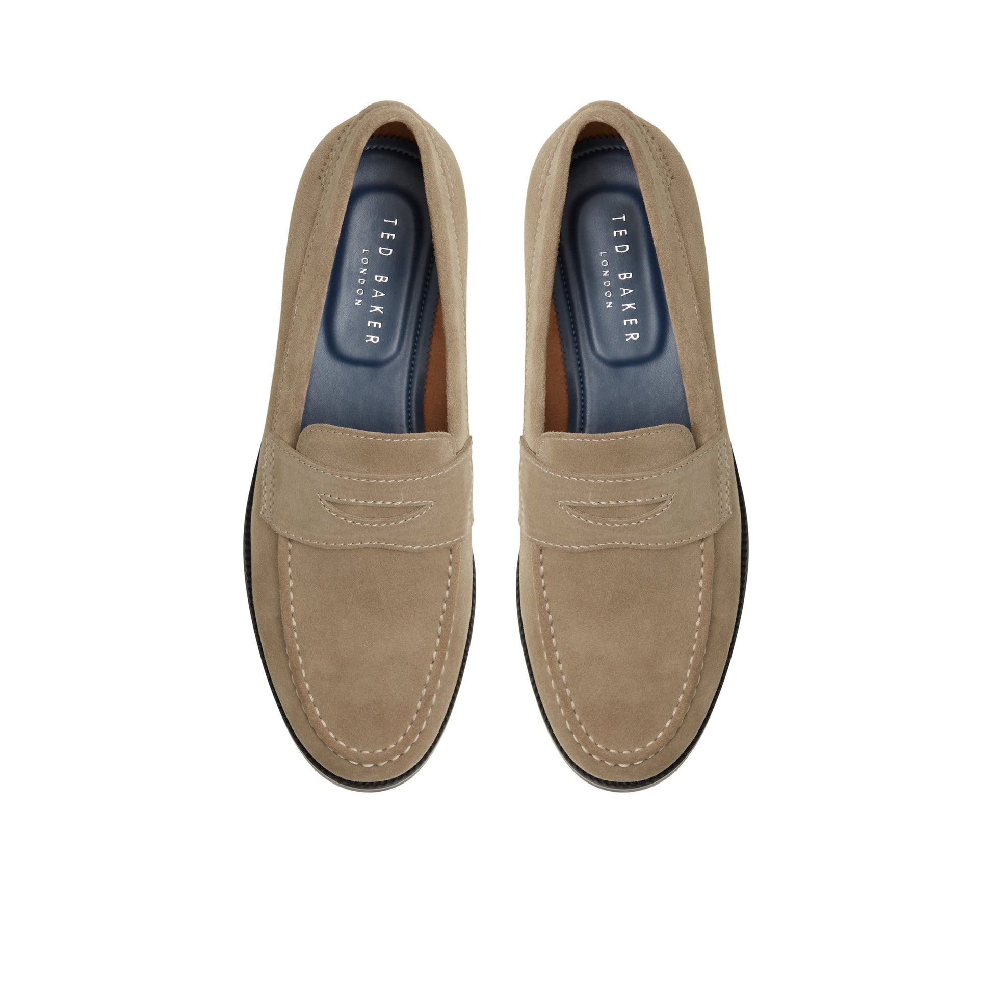 Ted Baker PARLIAMENT - Grained Leather Penny Loafers KHAKI