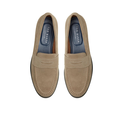 Ted Baker PARLIAMENT - Grained Leather Penny Loafers KHAKI