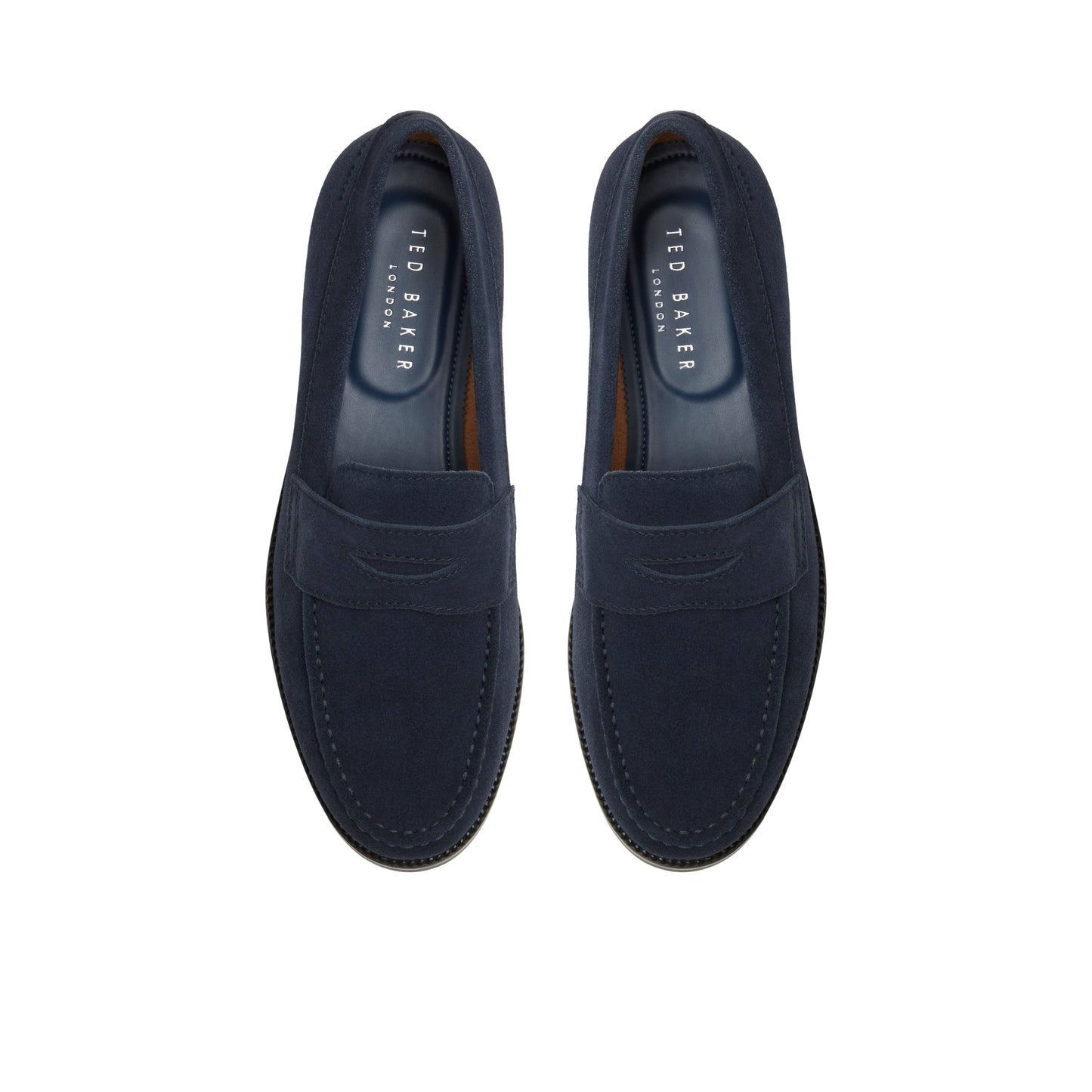 Ted Baker PARLIAMENT - Grained Leather Penny Loafers NAVY