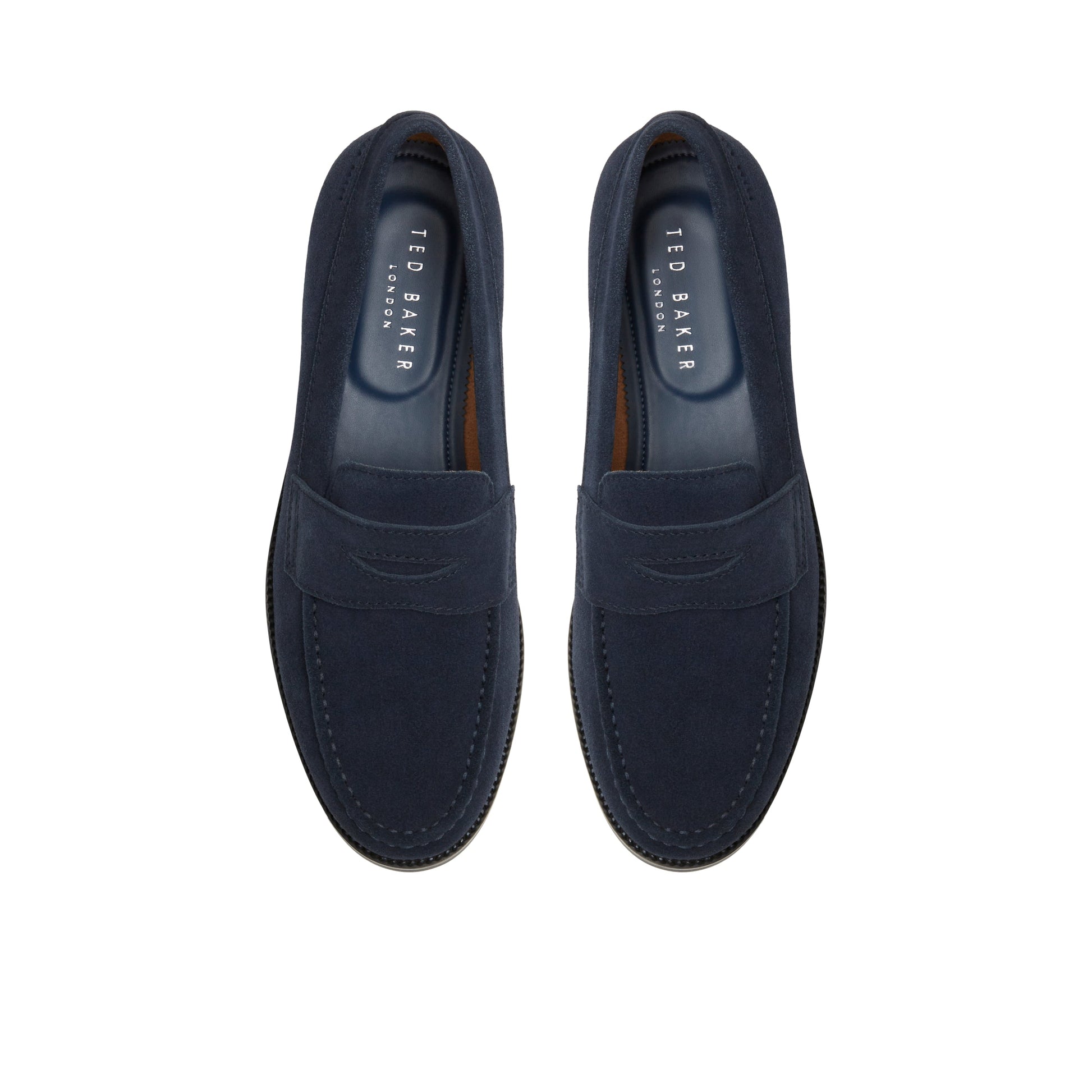Ted Baker PARLIAMENT - Grained Leather Penny Loafers NAVY