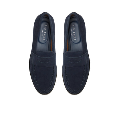 Ted Baker PARLIAMENT - Grained Leather Penny Loafers NAVY
