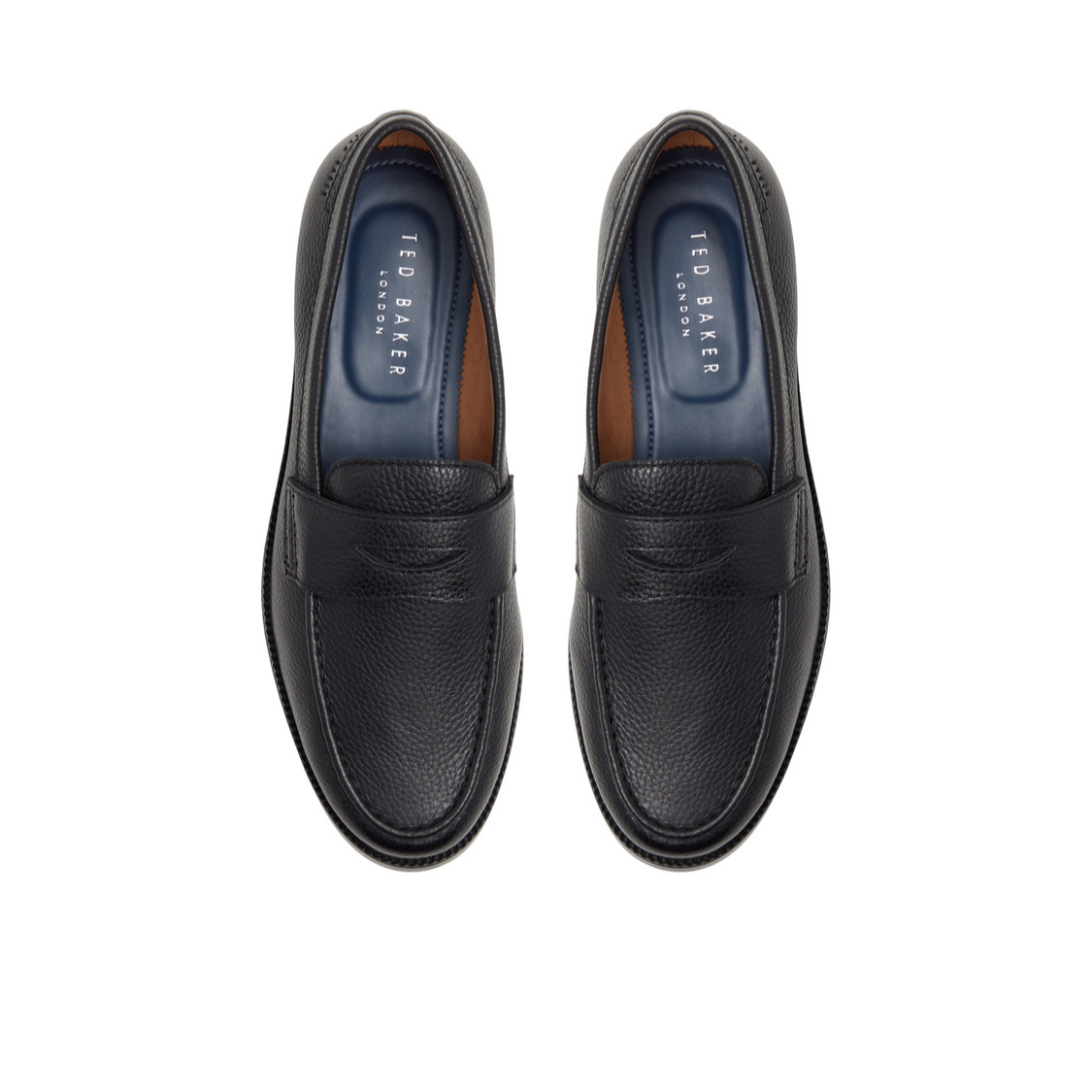 Ted Baker PARLIAMENT - Grained Leather Penny Loafers BLACK