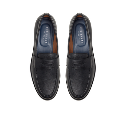 Ted Baker PARLIAMENT - Grained Leather Penny Loafers BLACK