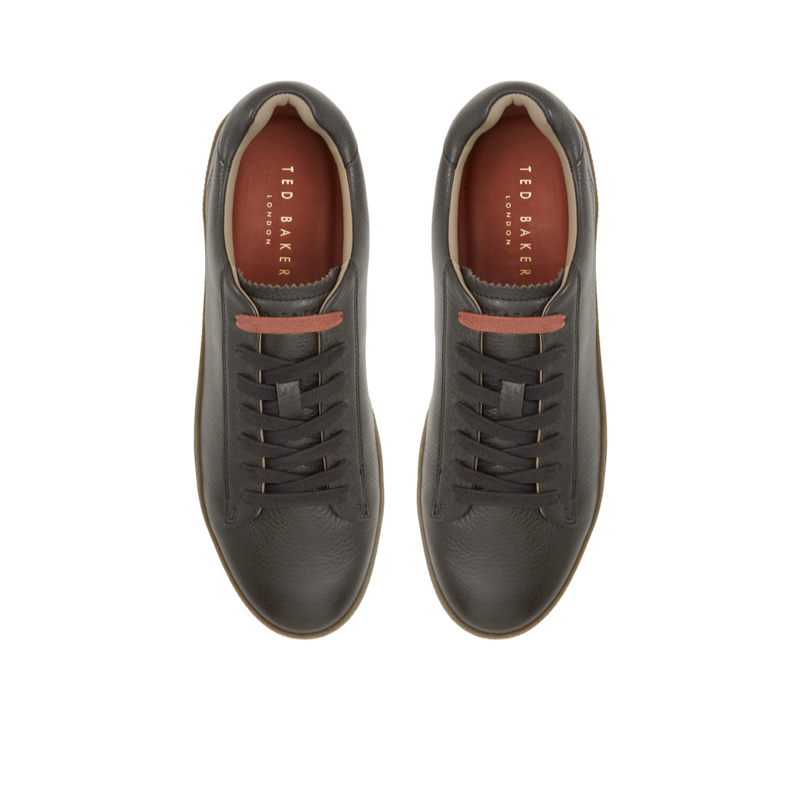 Ted Baker WESTWOOD - Black Leather Cup Sole Sneakers DARK BROWN
