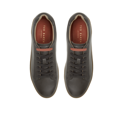 Ted Baker WESTWOOD - Black Leather Cup Sole Sneakers DARK BROWN