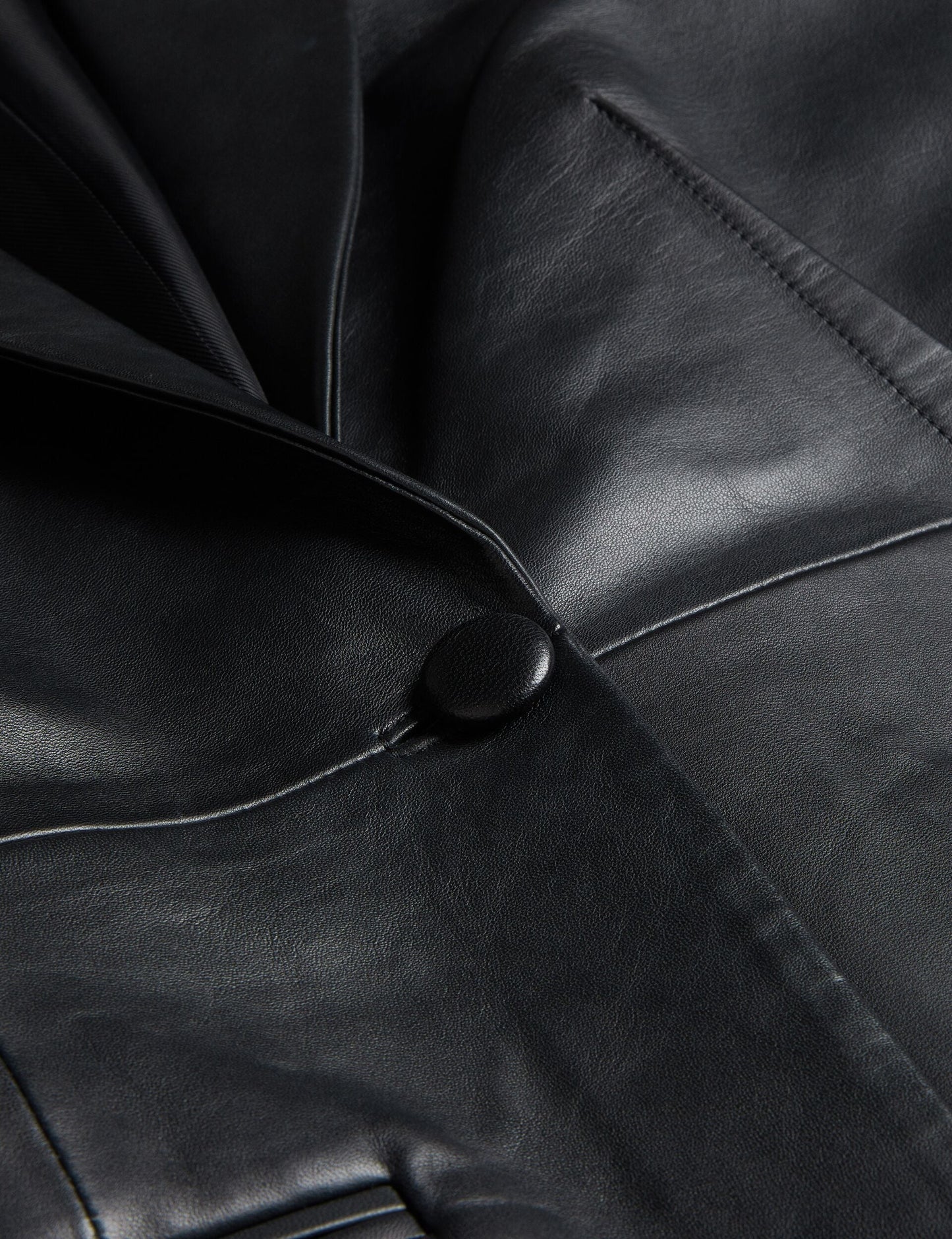 Ted Baker MELLIIE - Longline Single Breasted Leather Blazer BLACK