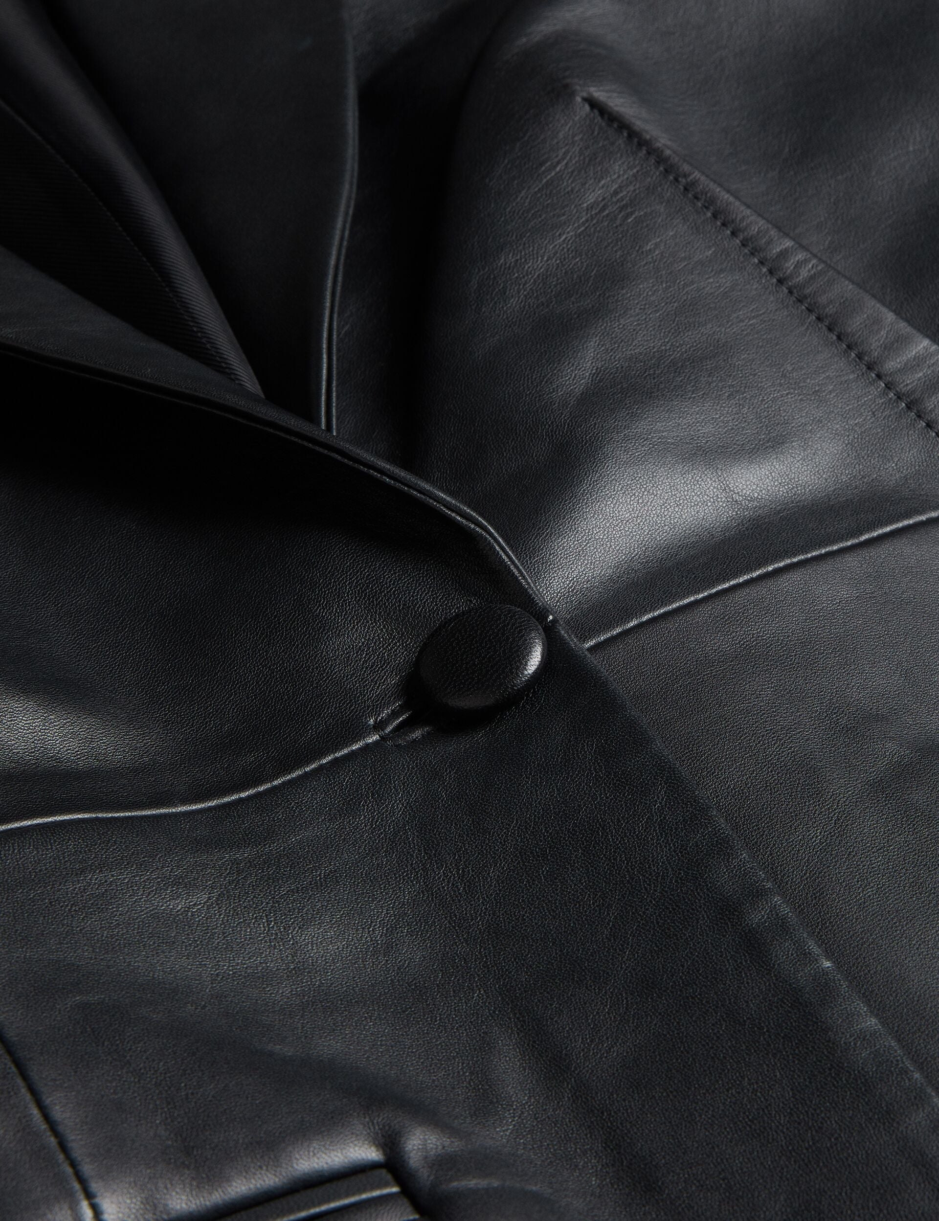 Ted Baker MELLIIE - Longline Single Breasted Leather Blazer BLACK
