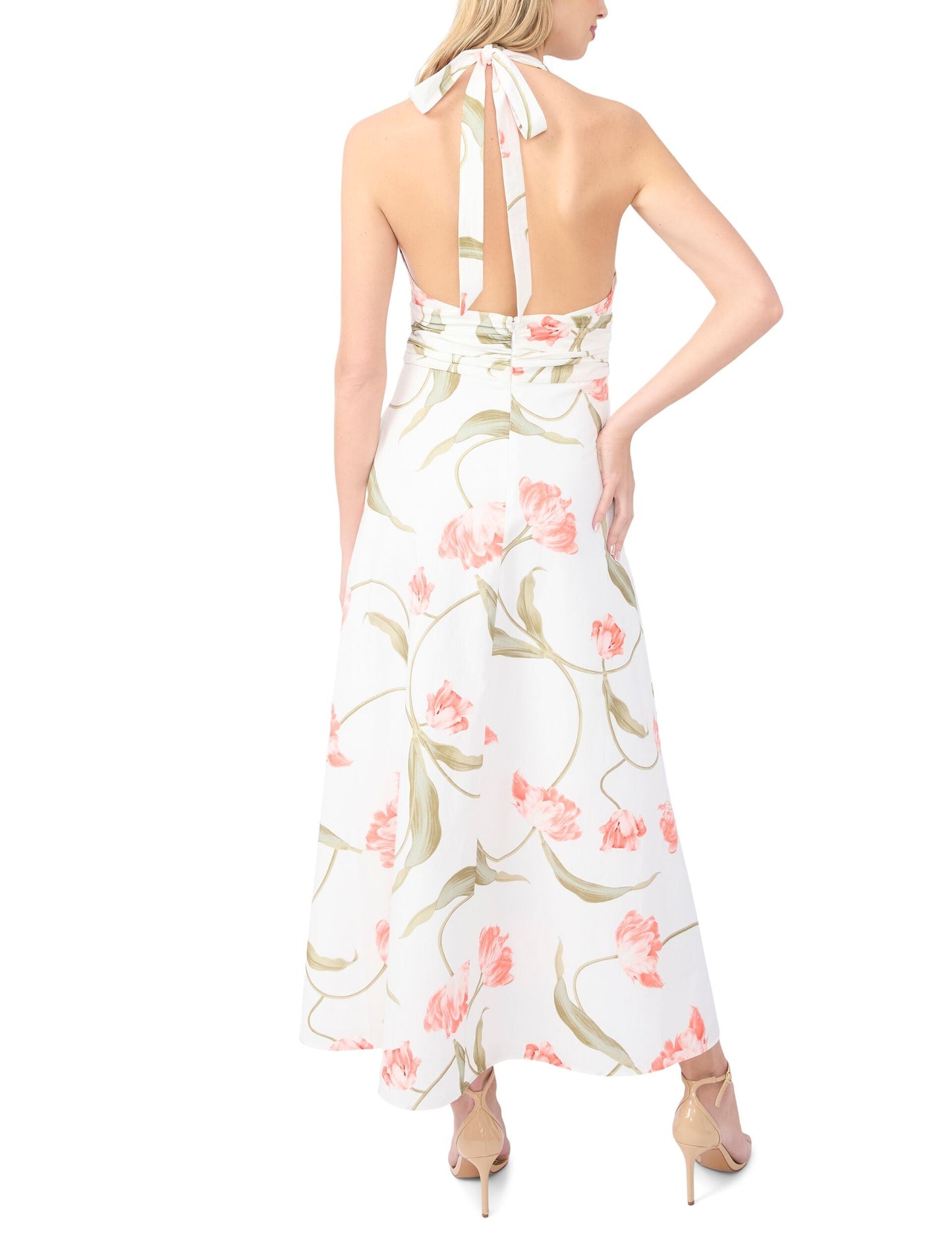Ted Baker SERAFINA Floral Tie Halterneck Maxi Dress WHITE
