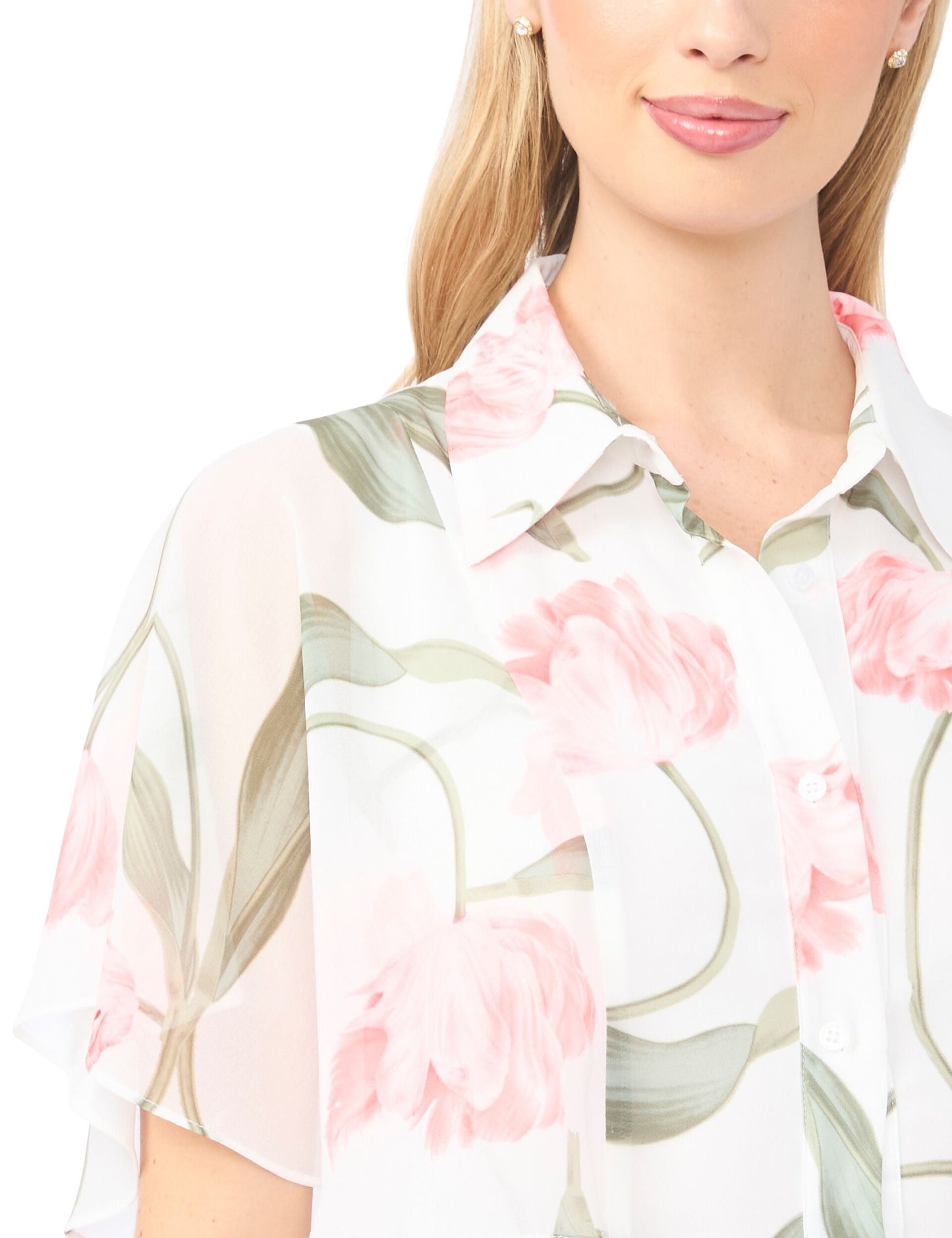 Ted Baker MIRIAM Floral Flutter Sleeve Midi Dress WHITE