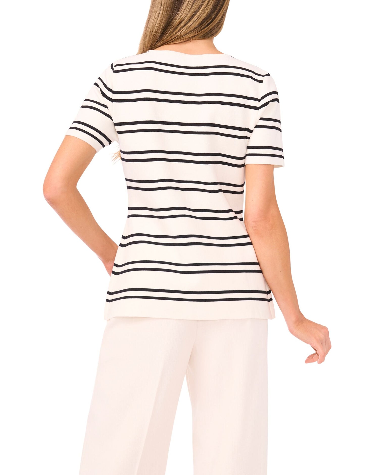 Ted Baker GAIL - Short Sleeve Stripe Peplum Button Down IVORY