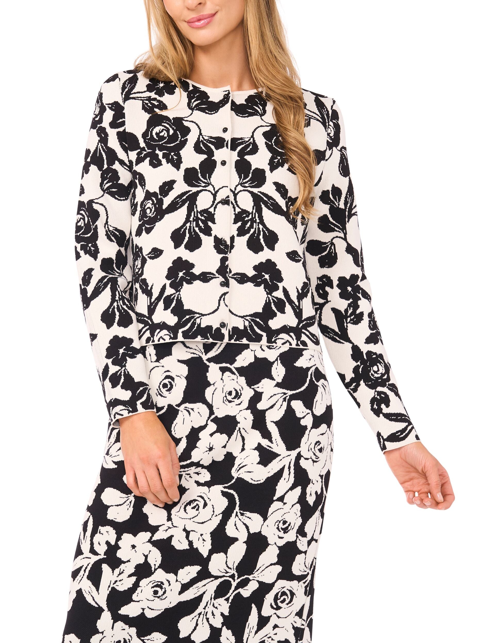 Ted Baker TORY - Rose Jacquard Cardigan WHITE