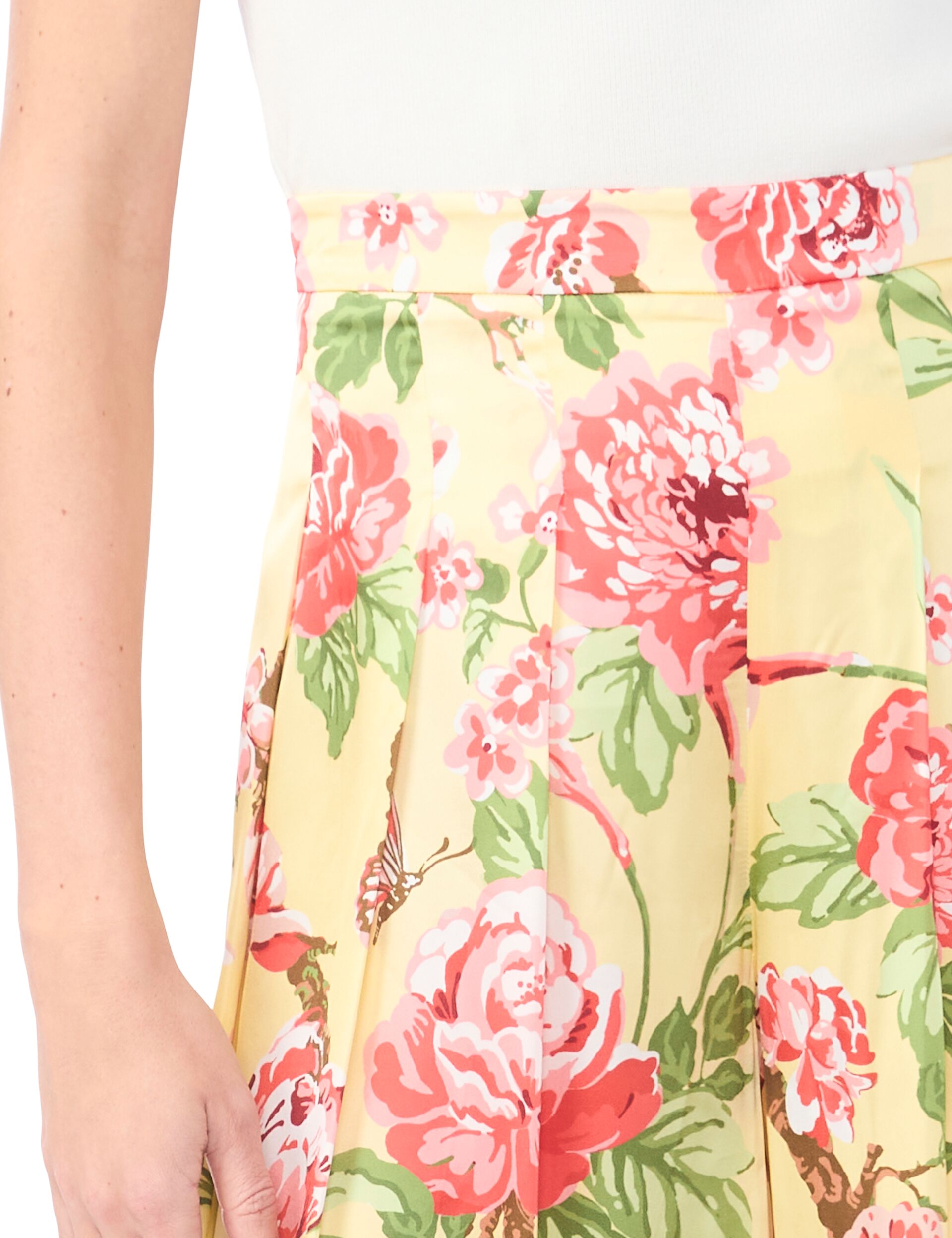 Ted Baker EVELYN Floral Pleated Wide Leg Pants LIGHT YELLOW