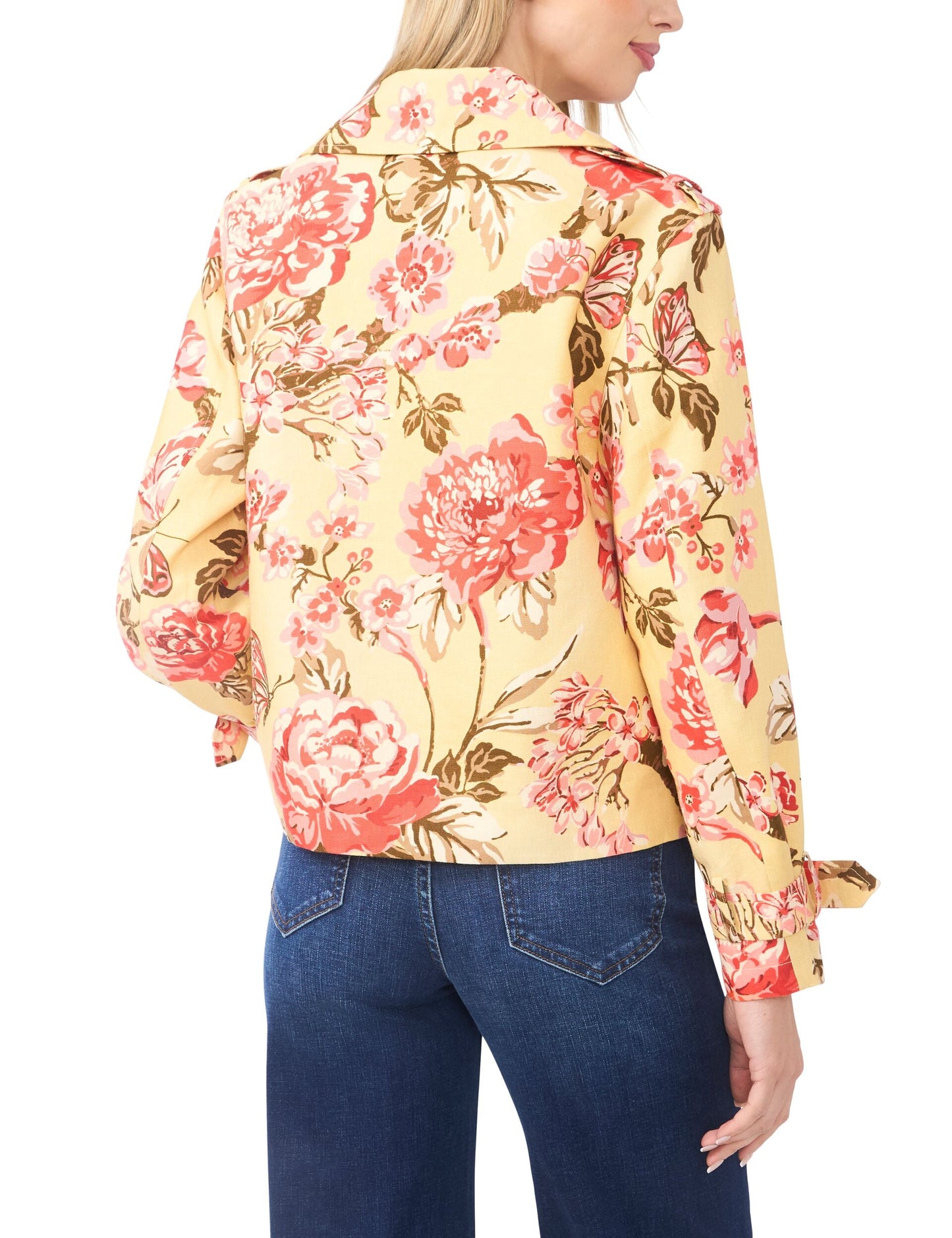 Ted Baker LEAH Floral Print Short Trench Jacket LIGHT YELLOW