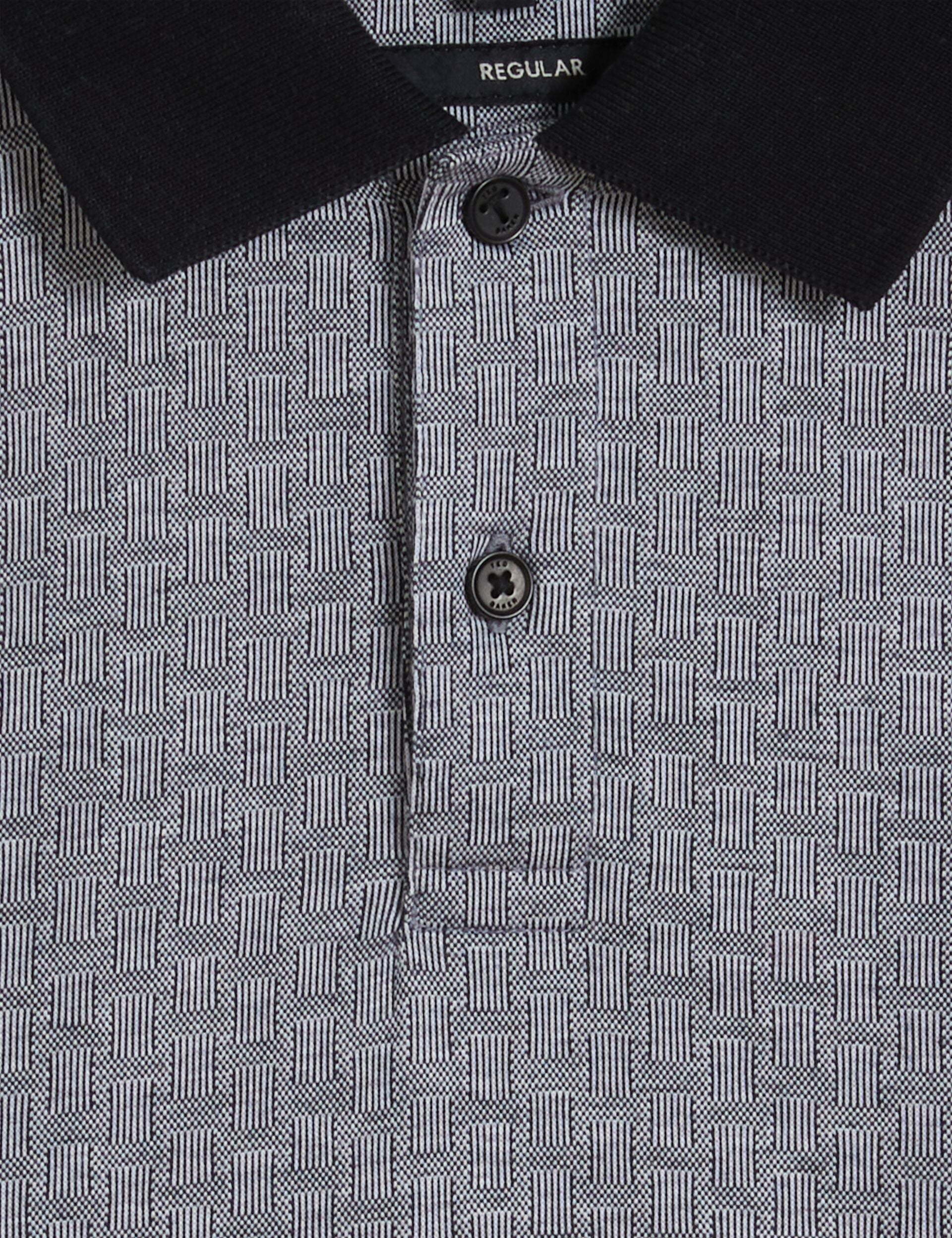 Ted Baker AUGUSO - Textured Jacquard Cotton Polo Shirt NAVY