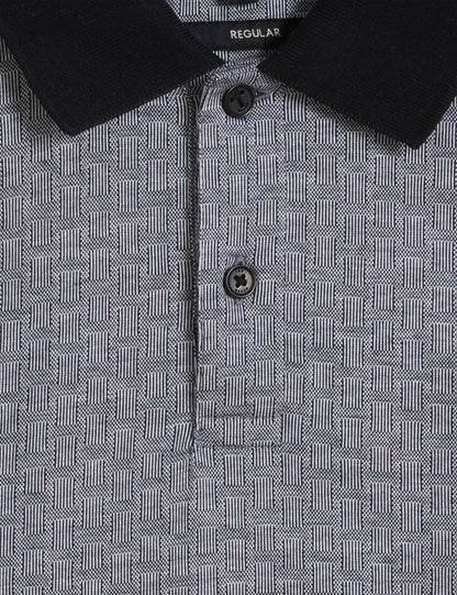 Ted Baker AUGUSO - Textured Jacquard Cotton Polo Shirt NAVY