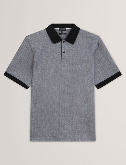 Ted Baker AUGUSO - Textured Jacquard Cotton Polo Shirt NAVY