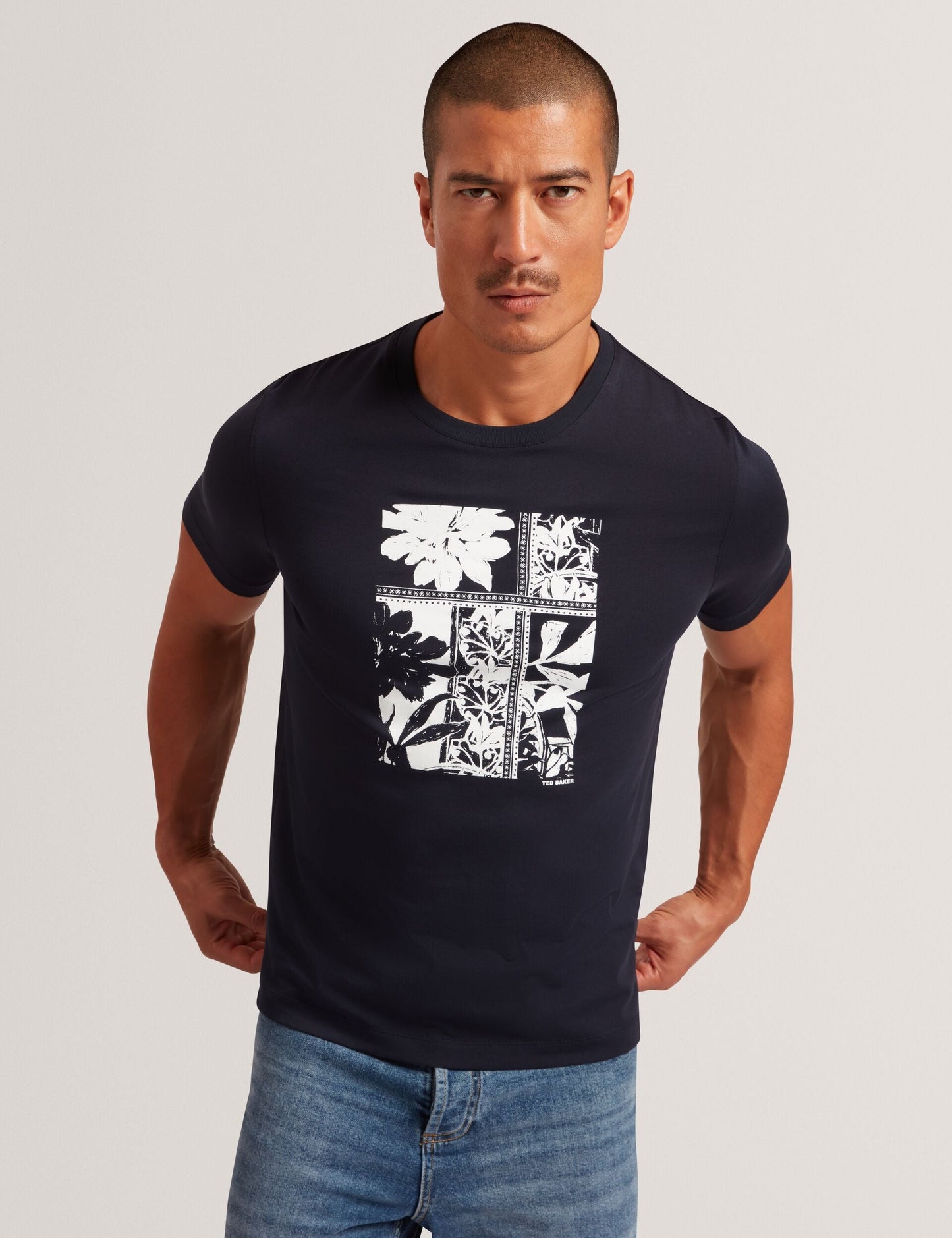 Ted Baker KONEY Botanical Graphic Crew Neck T-Shirt NAVY