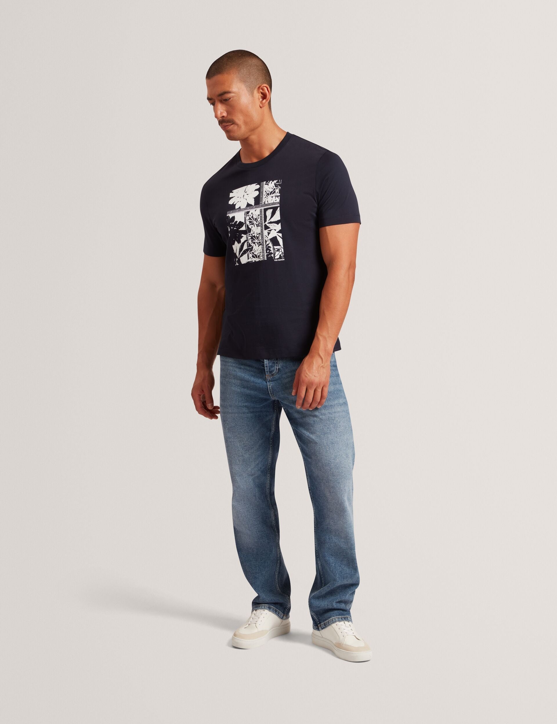 Ted Baker KONEY Botanical Graphic Crew Neck T-Shirt NAVY