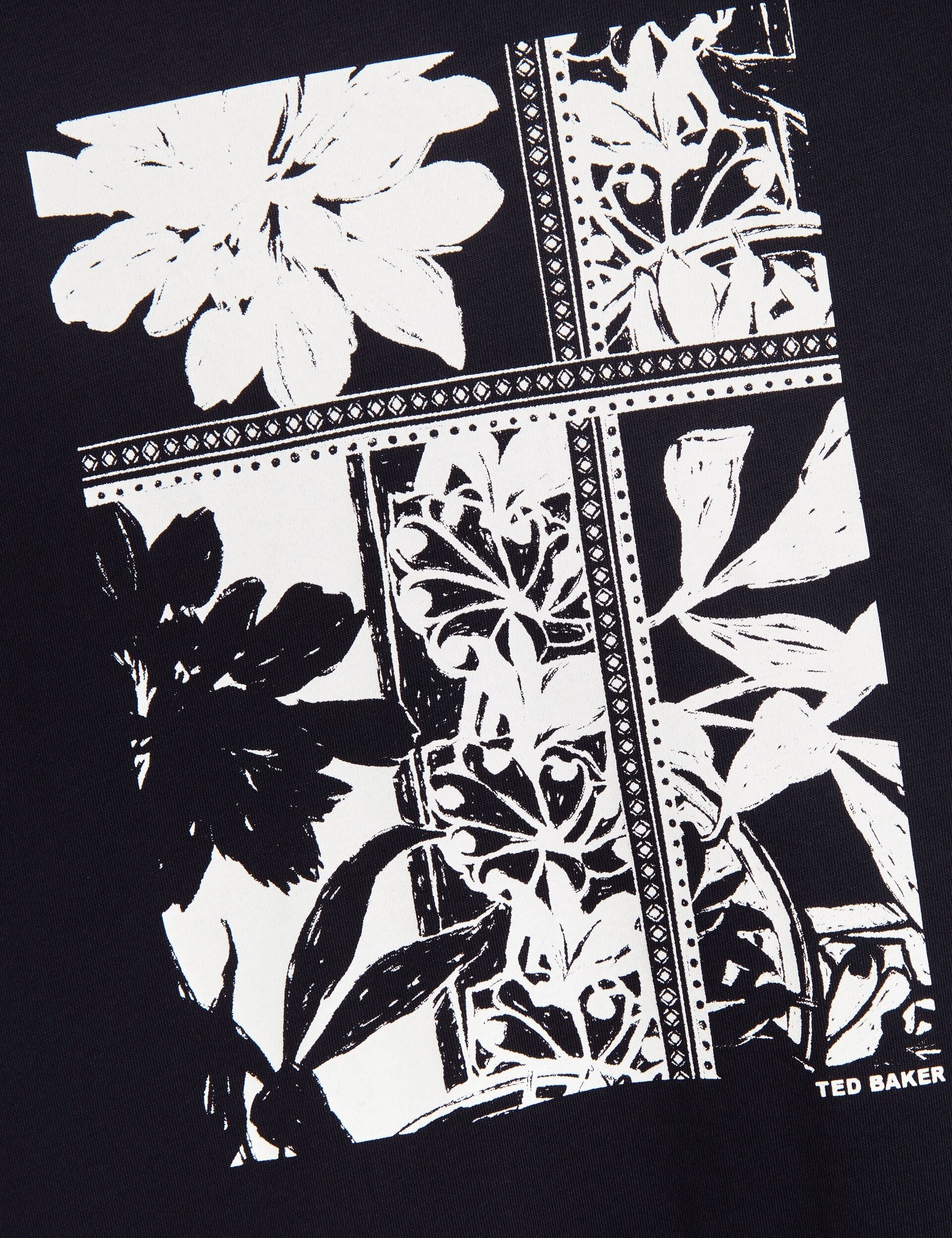 Ted Baker KONEY Botanical Graphic Crew Neck T-Shirt NAVY
