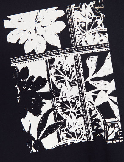Ted Baker KONEY Botanical Graphic Crew Neck T-Shirt NAVY