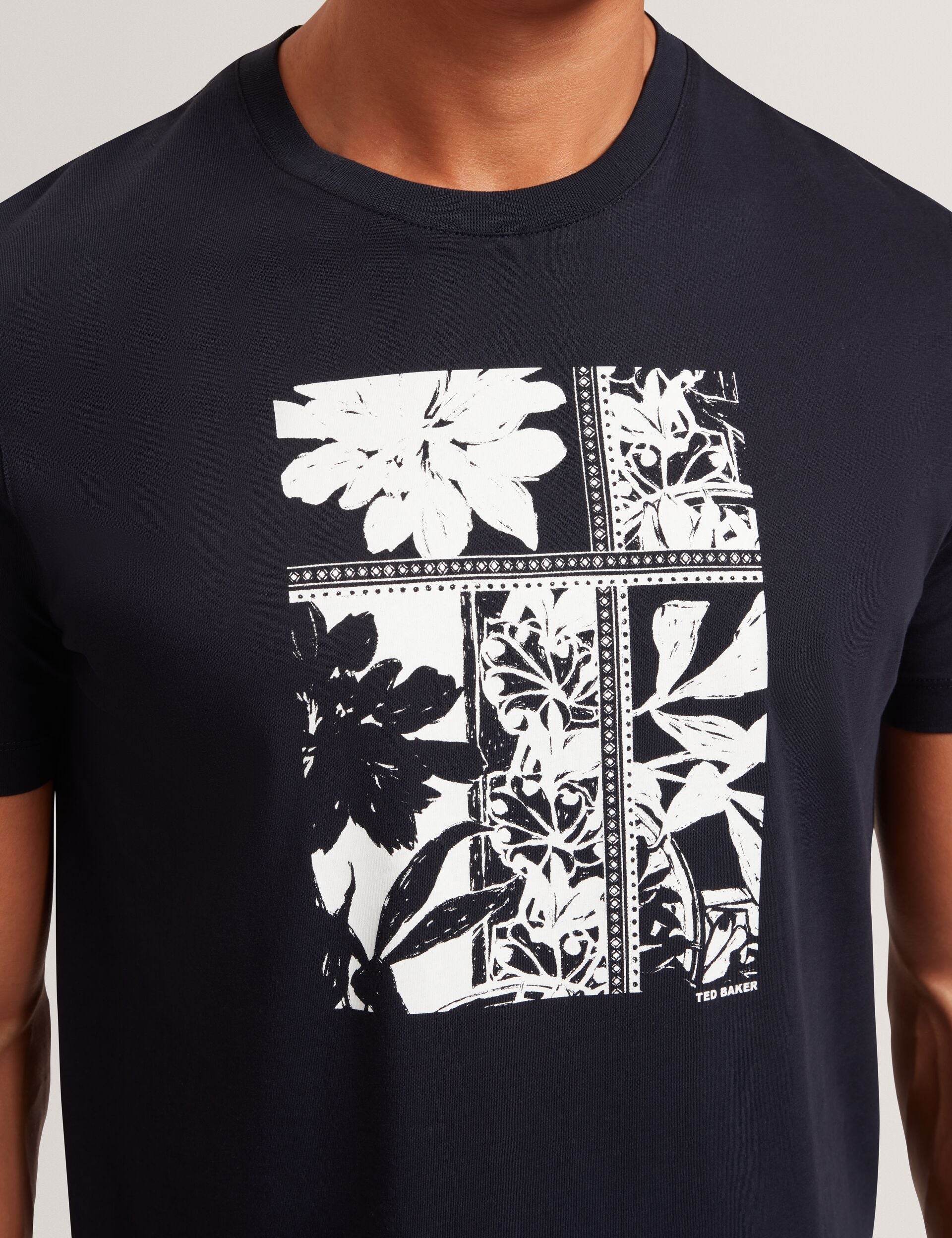 Ted Baker KONEY Botanical Graphic Crew Neck T-Shirt NAVY