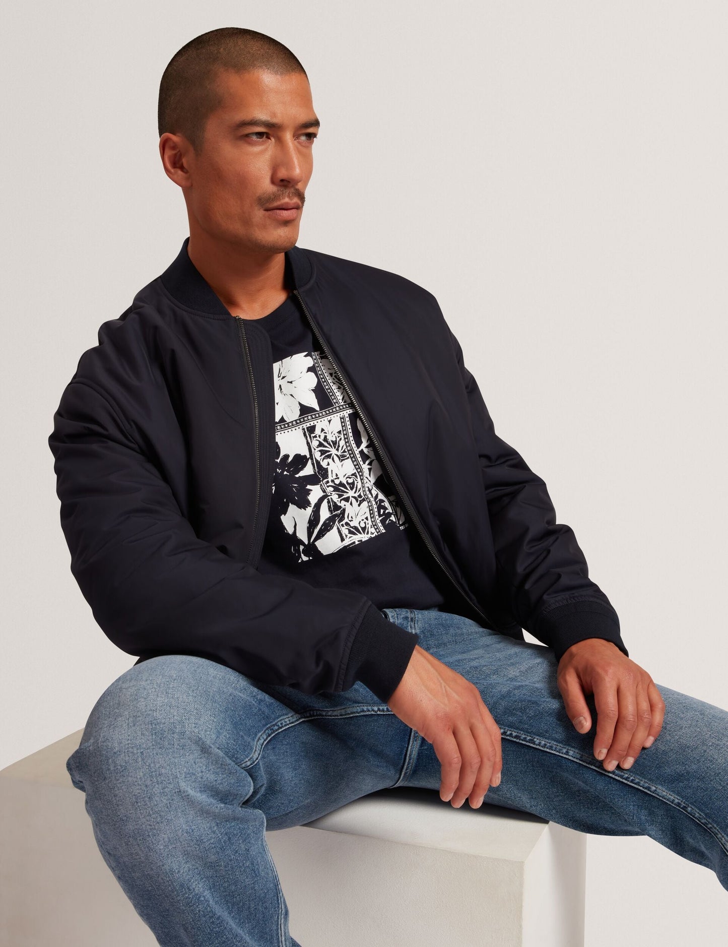 Ted Baker KONEY Botanical Graphic Crew Neck T-Shirt NAVY
