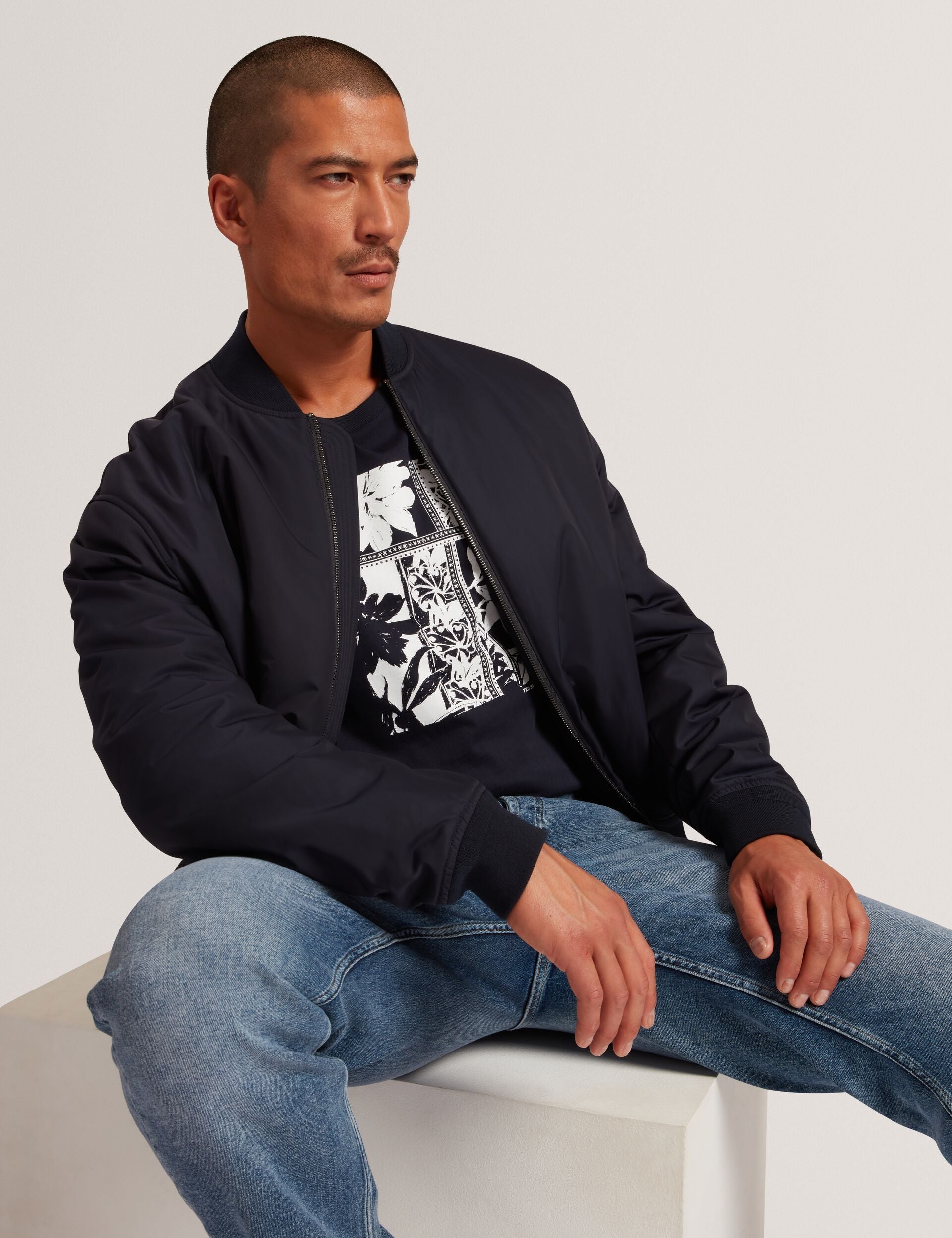 Ted Baker KONEY Botanical Graphic Crew Neck T-Shirt NAVY