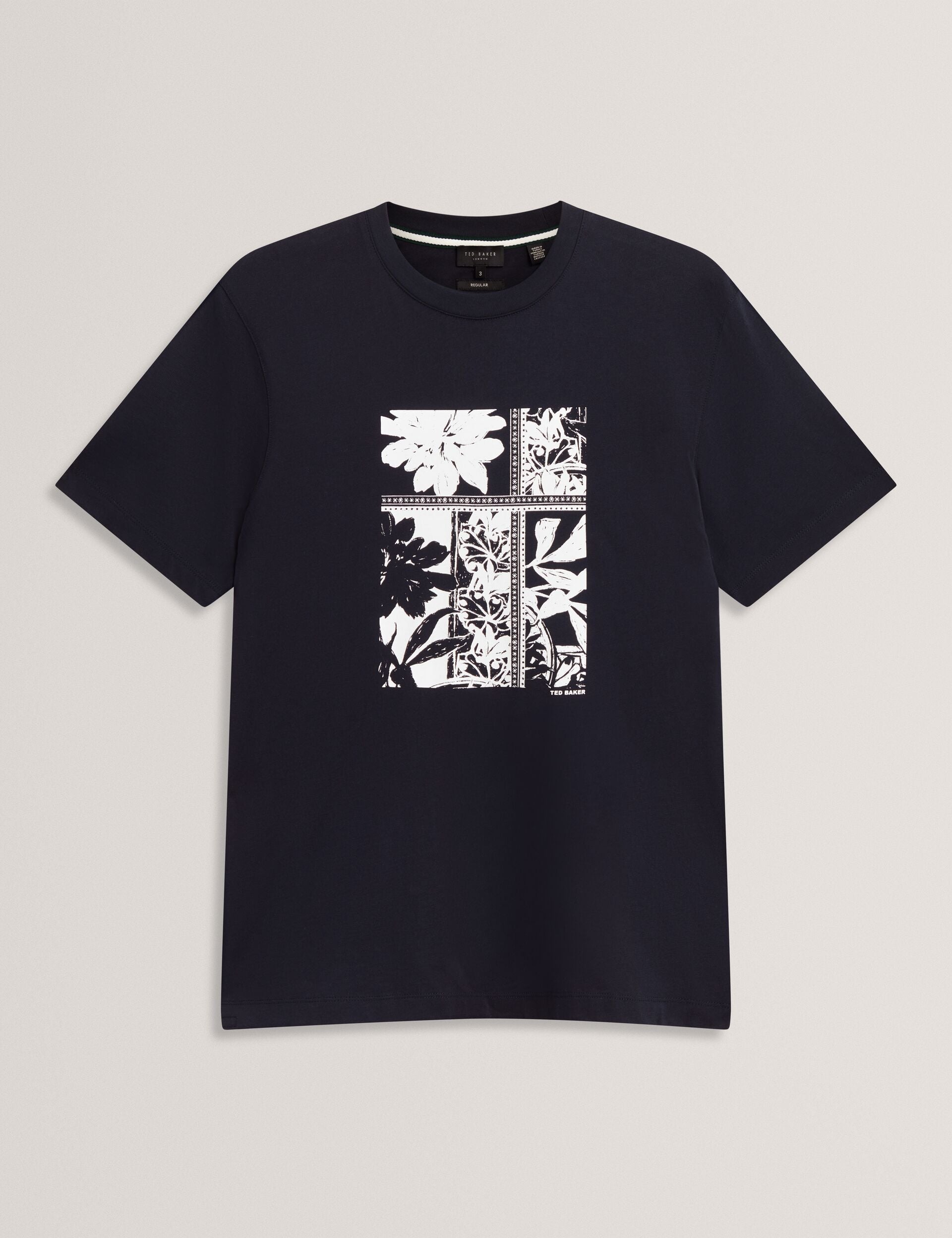 Ted Baker KONEY Botanical Graphic Crew Neck T-Shirt NAVY