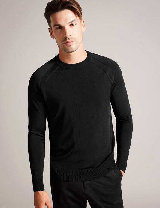 Ted Baker MAYWO - Saddle Shoulder Crew Neck Jumper BLACK