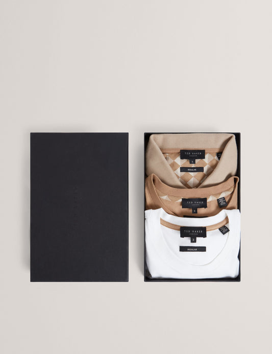 Ted Baker MAYISON Geometric Jersey Top Set 3 Pack TAN