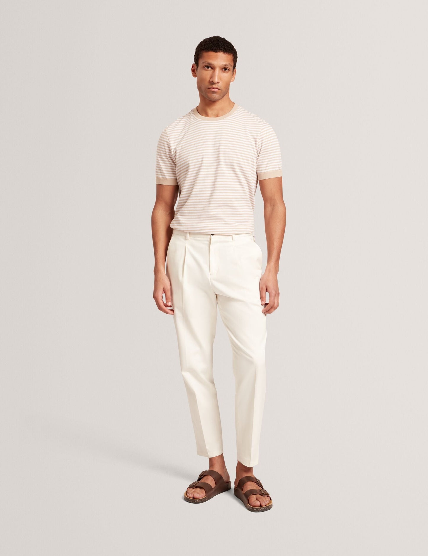 Ted Baker OURME - Classic Stripe Cotton Crew Neck T-Shirt TAUPE