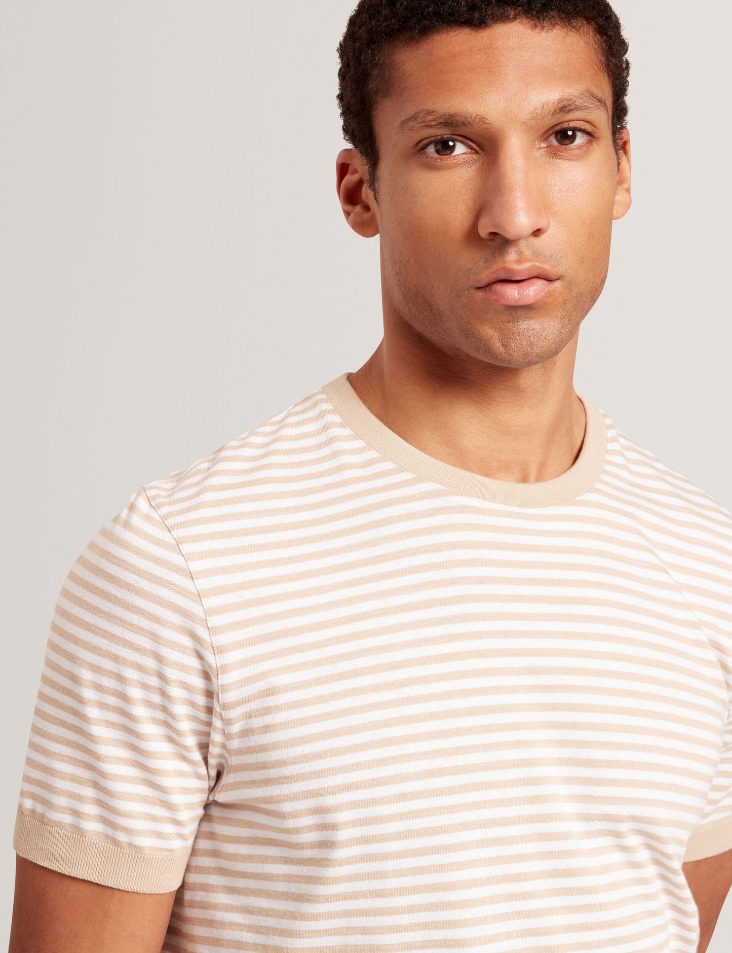 Ted Baker OURME - Classic Stripe Cotton Crew Neck T-Shirt TAUPE