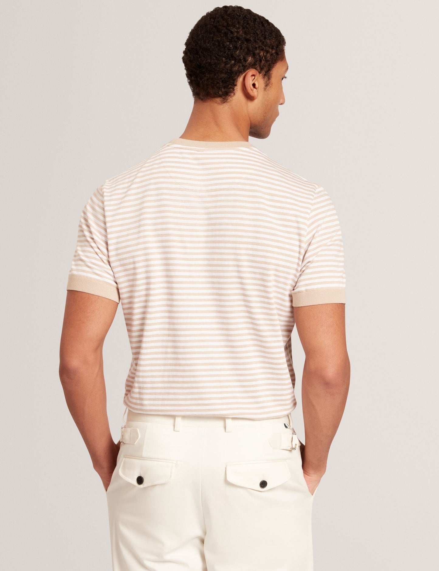 Ted Baker OURME - Classic Stripe Cotton Crew Neck T-Shirt TAUPE