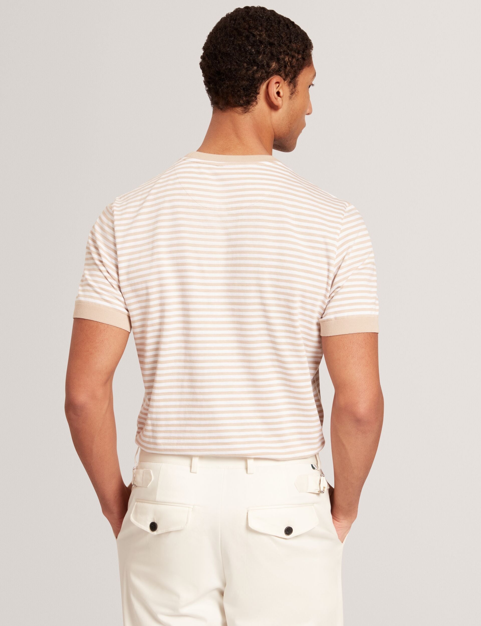 Ted Baker OURME - Classic Stripe Cotton Crew Neck T-Shirt TAUPE