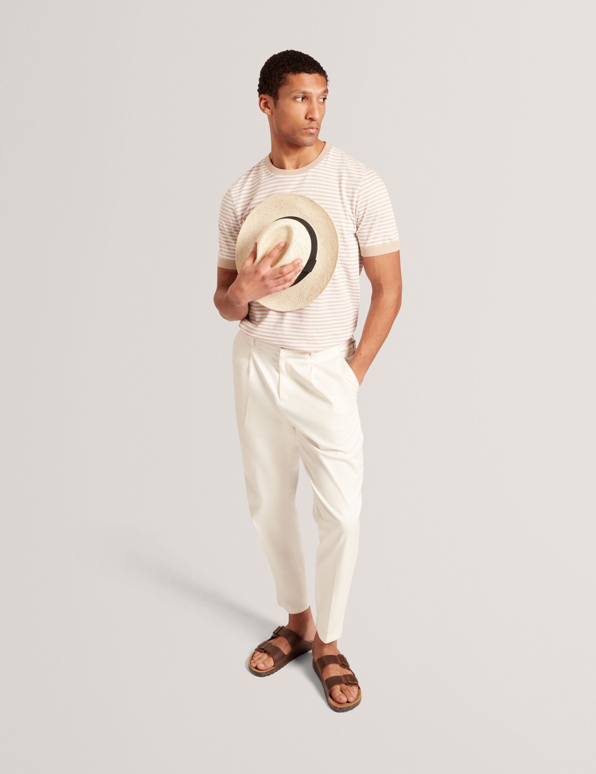 Ted Baker OURME - Classic Stripe Cotton Crew Neck T-Shirt TAUPE
