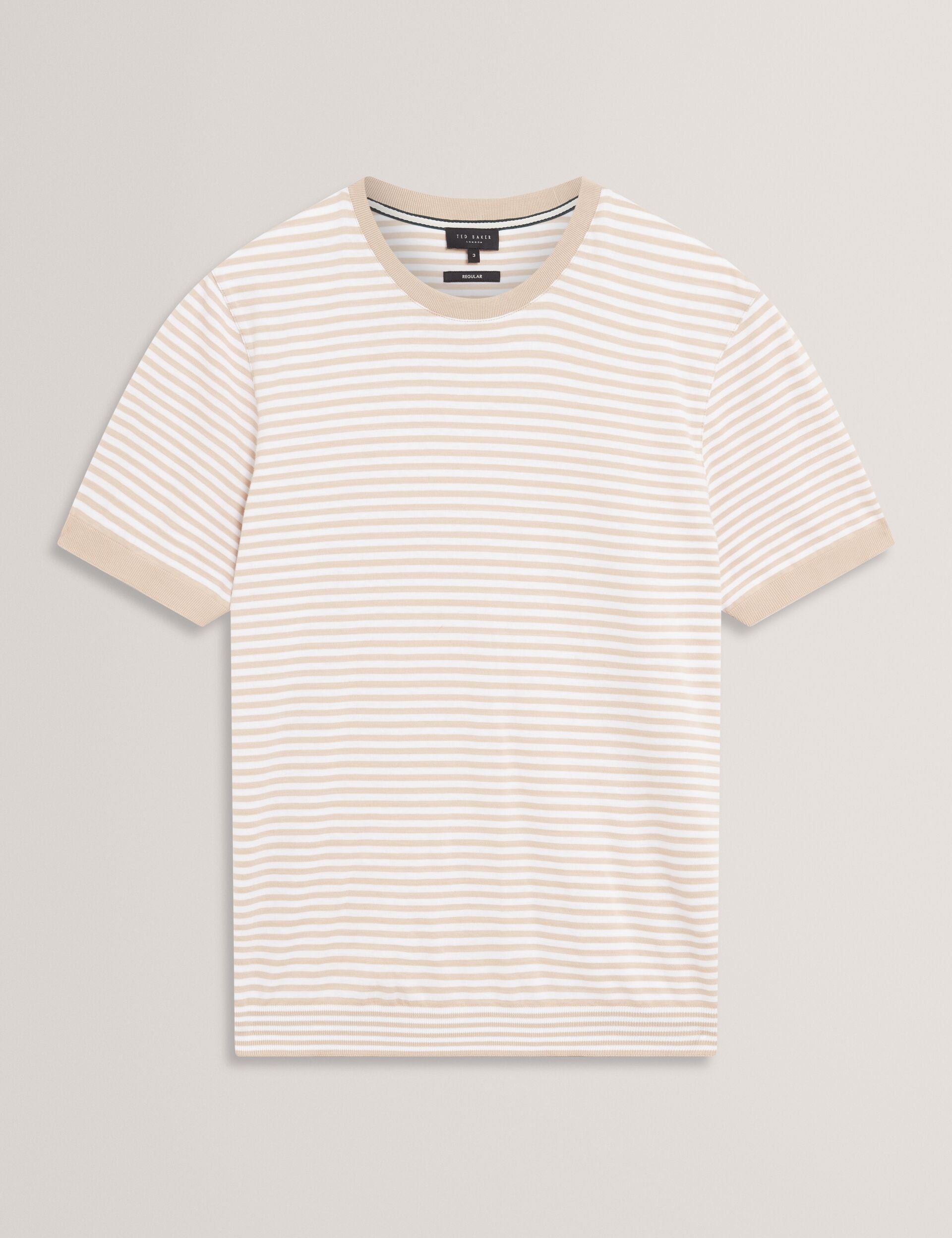 Ted Baker OURME - Classic Stripe Cotton Crew Neck T-Shirt TAUPE